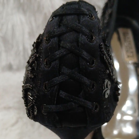 Badgley Mischka Black Sequin Lace Heels - Picture 5 of 9
